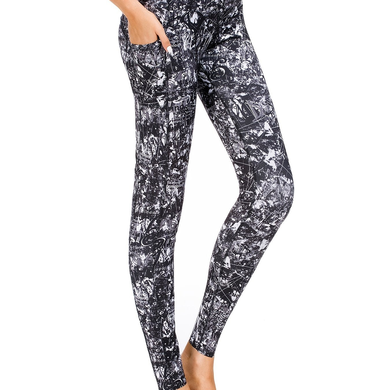 Women's Print High Waist Yoga Pants with Pockets