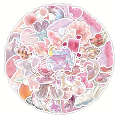 63pcs Pink Funny Stickers for Kids Girls Teens Adults Waterproof Vinyl Stickers