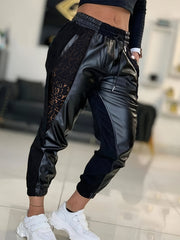 Lace Solid Casual Pants Spring & Fall Women's Clothing