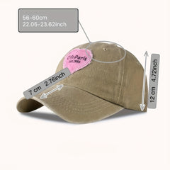 Pink Love Patch Duck Tongue Cap Soft Washed Baseball Cap Sun Hat