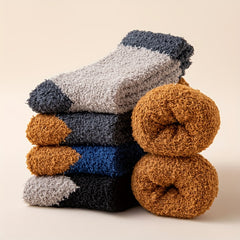 Colorblock Fuzzy Socks Warm Mid Tube Stockings
