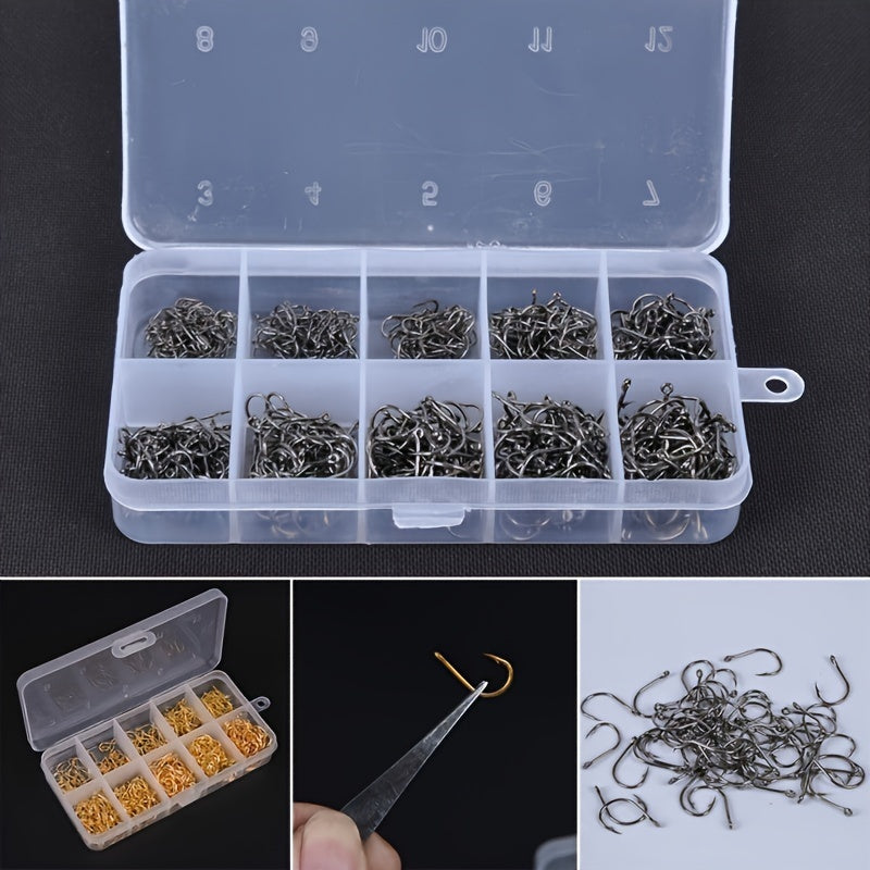 100pcs Carbon Steel Fishing Hooks With Holes Outdoor Fishing Tackle