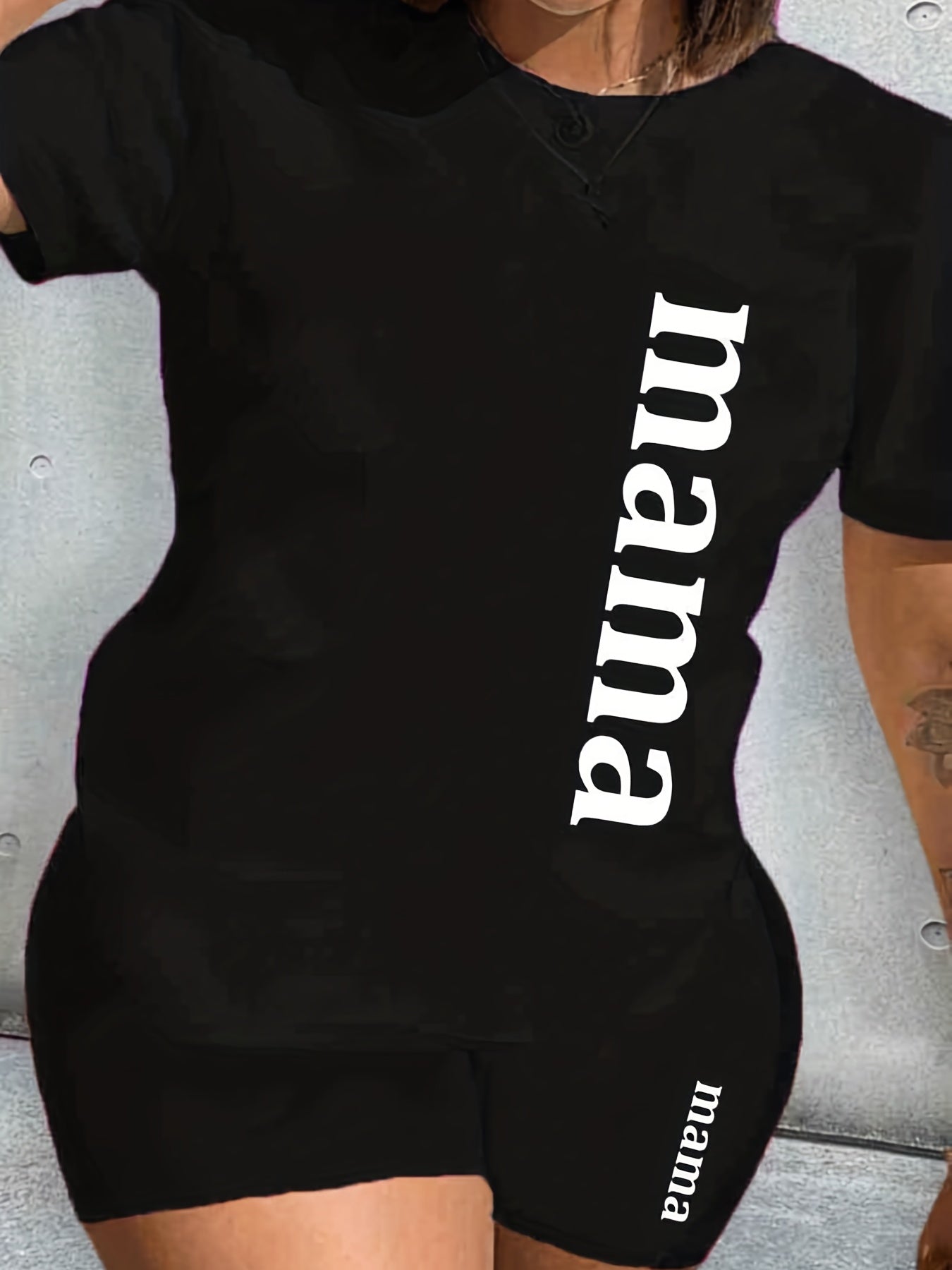 Women's 'Mama' T-Shirt & Shorts Outfit Set