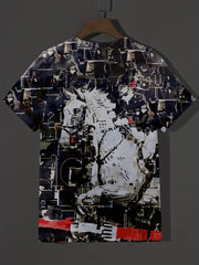 Digital Pattern Print Men's Short Sleeve T-Shirt Graphic Tee