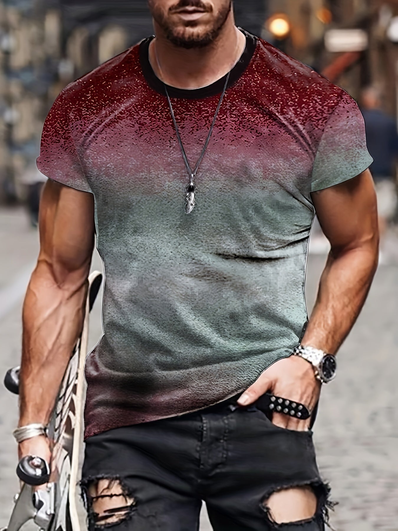 Vintage Style T shirt Men's Casual Street Style Tee Shirt