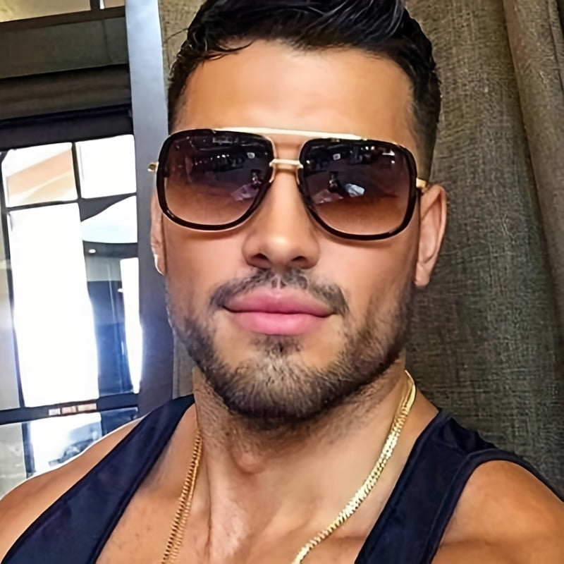 Men's Large Frame Double Beam Sunglasses for Outdoors