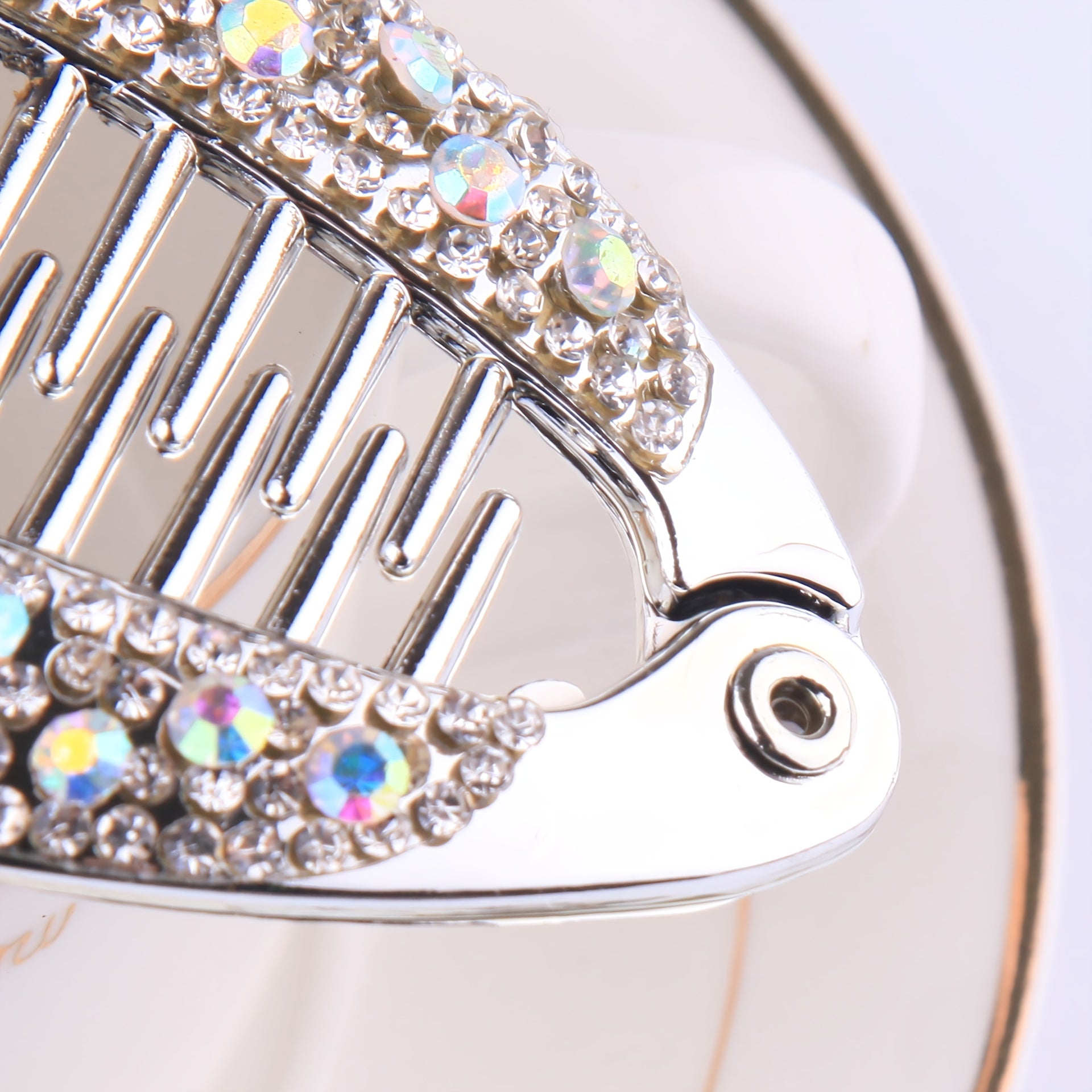 Fish Shape Rhinestone Banana Clip Hair Twist Holder for Women