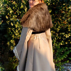 Viking Men'S Cape Shawl & Wrist Cover Set Faux Fur Scarf Polyester Knit