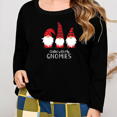 Women's Plus Dwarf & Slogan Print Loungewear Top