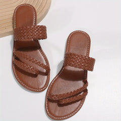 Women's Lightweight Flat Slide Sandals Open Toe Slip On Shoes