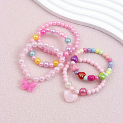 5pcs Butterfly Love Beaded Bracelet Set For Kids