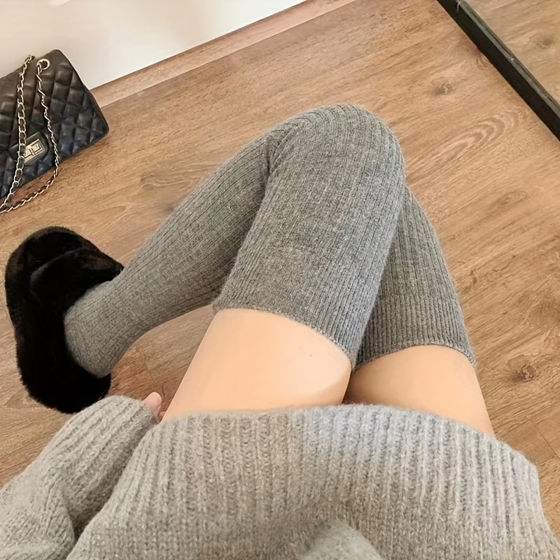3 Pairs Ribbed Thigh High Socks Women's Stockings