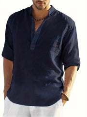 Men's Casual Stand Collar Long Sleeve Shirt