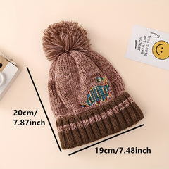 Kids Dinosaur Beanie Hat - Warm Knitted Hat for Boys & Girls