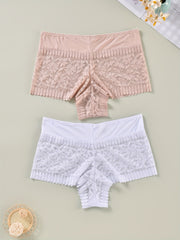 2 Pack Plus Size Lace High Rise Briefs Set