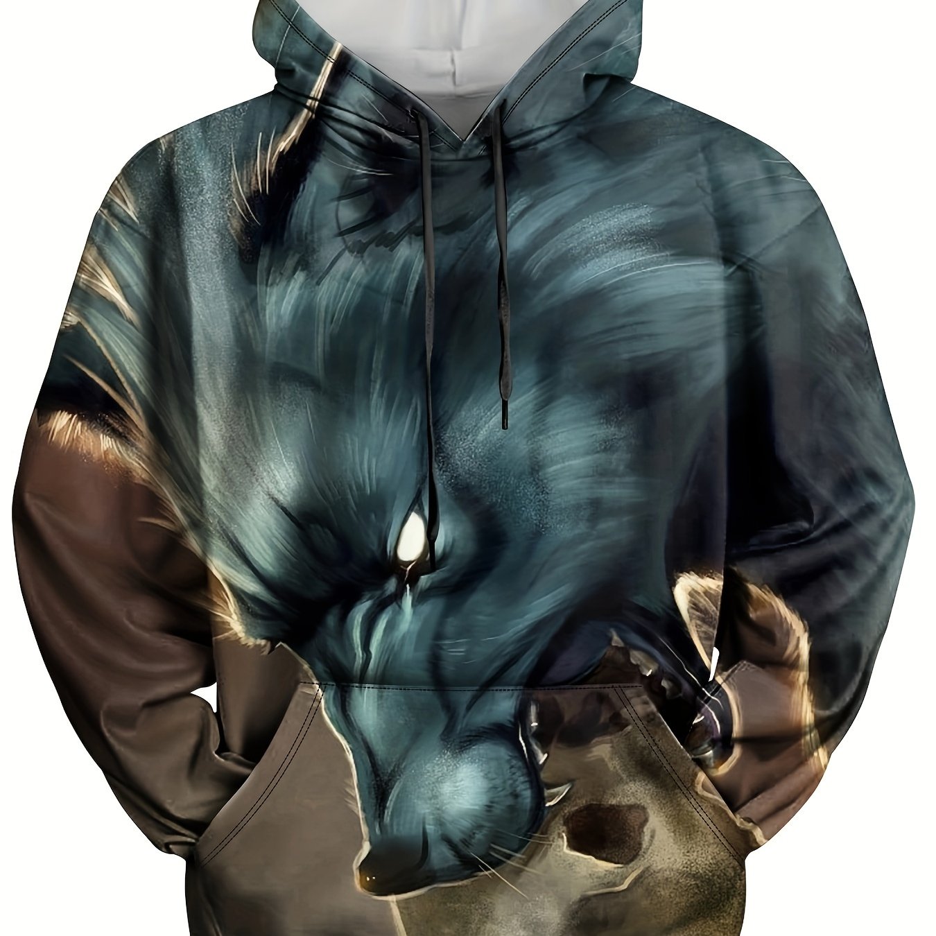 Wolf Head 3D Print Hoodie For Men Autumn Winter