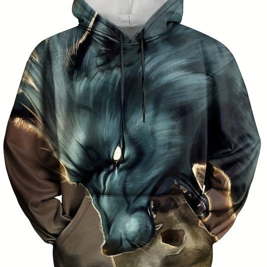 Wolf Head 3D Print Hoodie For Men Autumn Winter