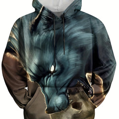 Wolf Head 3D Print Hoodie For Men Autumn Winter