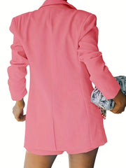 Solid Blazer Casual Long Sleeve Open Front Outerwear With Pocket