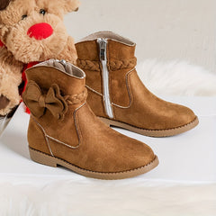Casual Bowknot Boots with Zipper for Girls Non Slip Boots