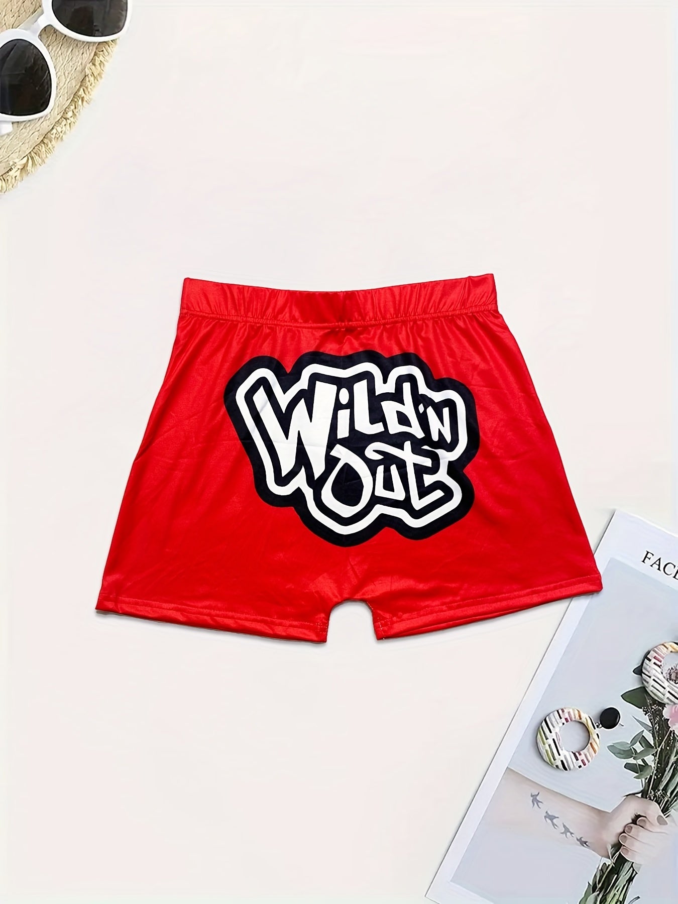 Letter Print Skinny Shorts Casual Shorts for Spring & Summer