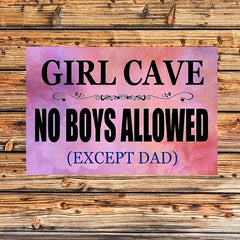 Funny Girl Cave Sign Wall Decor Bar Daughter Pink No Boys Allowed Bedroom Door