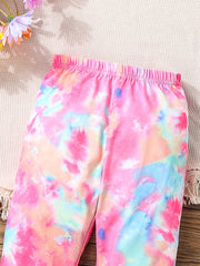 Girls Tie Dye Print Leggings Elastic Soft Trousers Kids Casual Pants