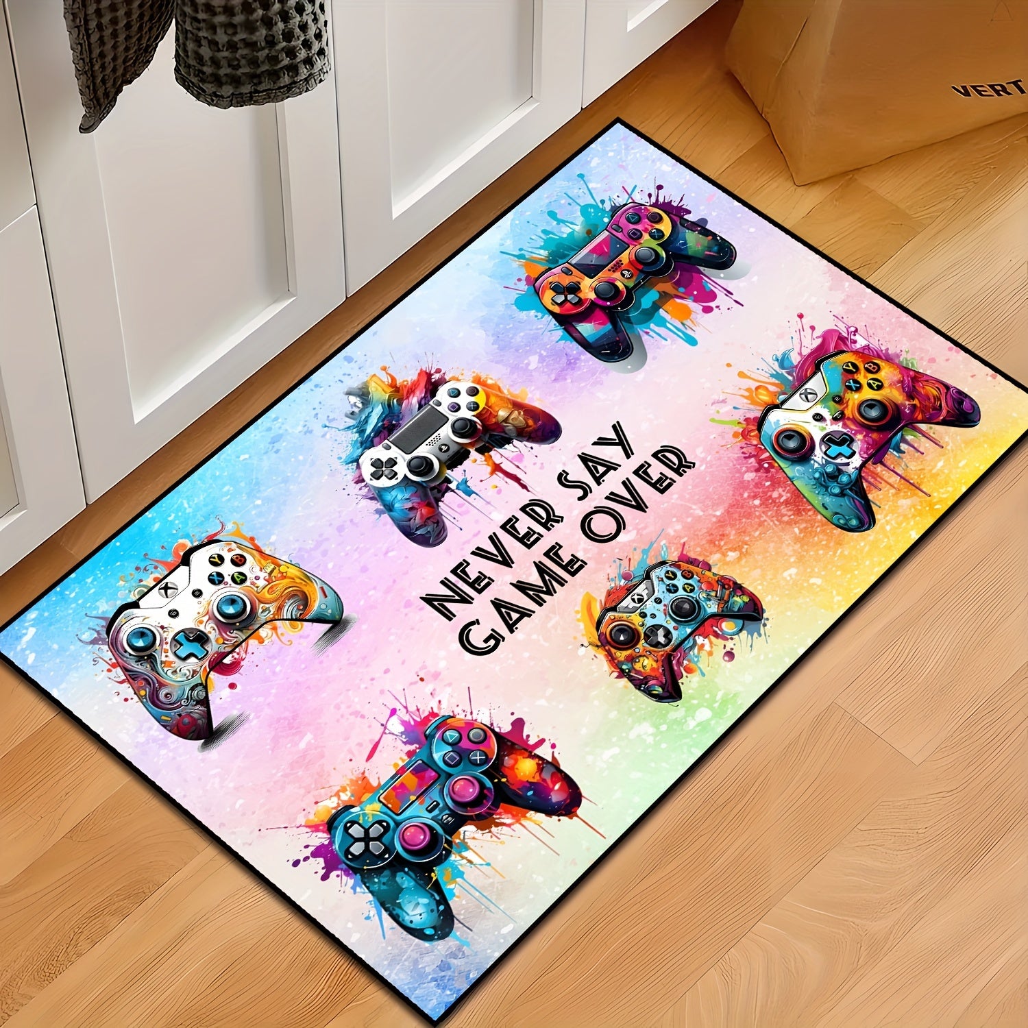 Graffiti Gamepad Print Rug Gaming Area Rug Funny Art Print Floor Mat