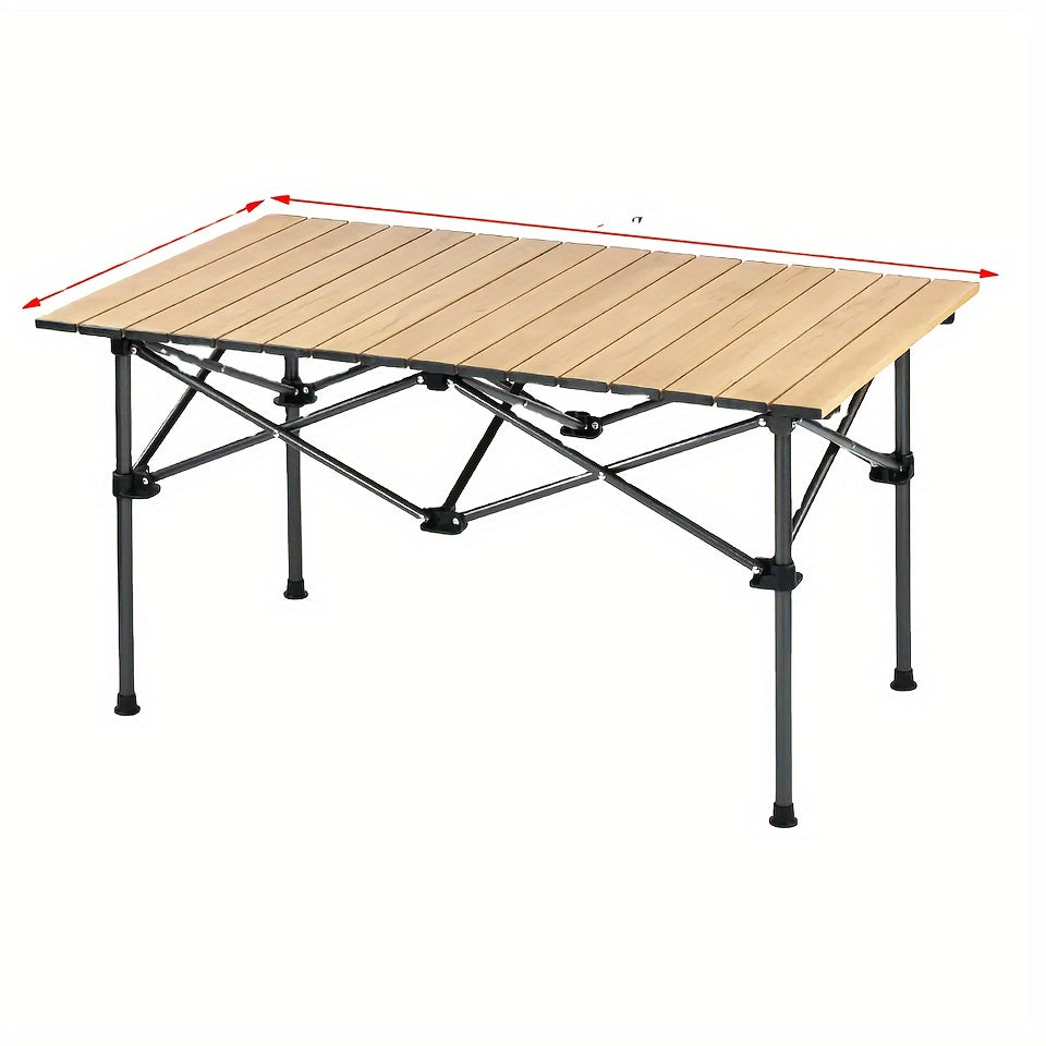 Portable Foldable Wood Grain Aluminum Table for Picnic BBQ Camping
