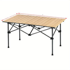 Portable Foldable Wood Grain Aluminum Table for Picnic BBQ Camping