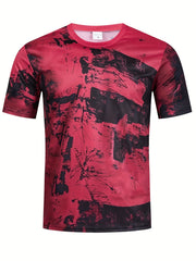 Men's Marble Pattern Print T Shirt Breathable Comfort