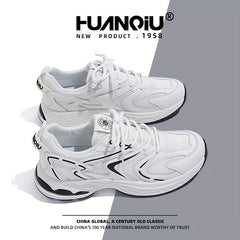 HUANQIU Lace-up Chunky Sneakers Mesh Breathable Running Shoes