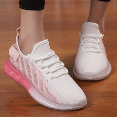 Women's Ombre Lace Up Mesh Sneakers Anti slip Athletic Shoes