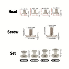 Metal Solid Screw Nail Rivet Double Curved Head Belt Strap Rivets