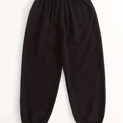 Girls Chinese Style Crane Graphic Sweatpants Elastic Waist Casual Jogger Pants