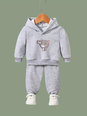 Cat Pattern Long Sleeve Hooded Sweatshirt Girls Comfy Hoodies Pullover