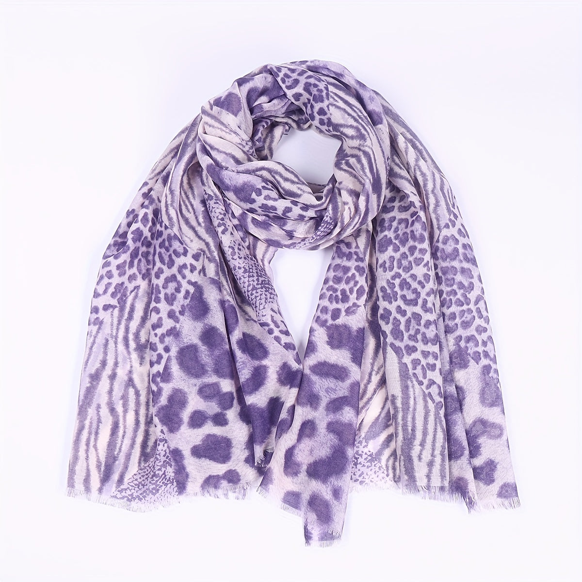Leopard Print Voile Scarf Classic Shawl Casual Windproof Head Wrap Outdoor
