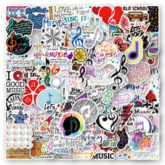 Music Themed Stickers for Water Bottles, Laptops, Guitars