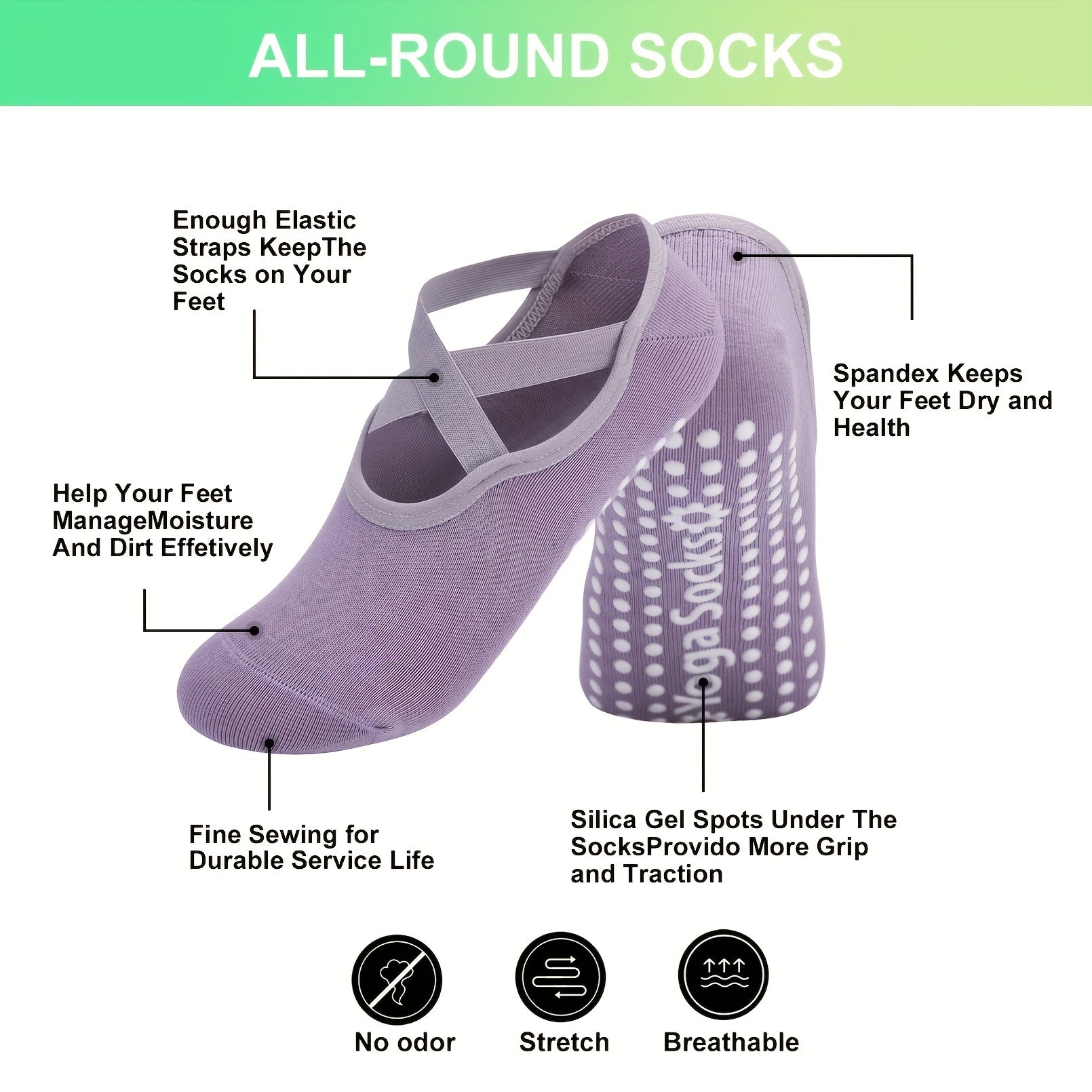 3 Pairs Non Slip Yoga Socks for Women, Perfect for Pilates, Barre, Ballet
