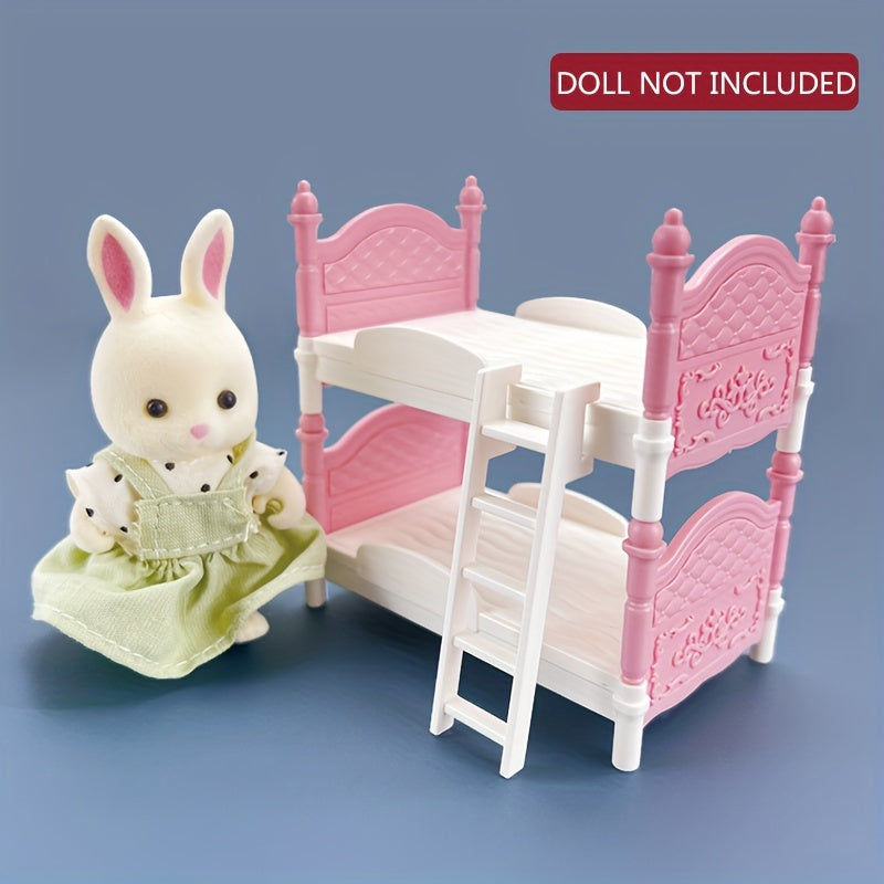 Mini Bedroom Double Bed School Dorm Model Dollhouse Accessories