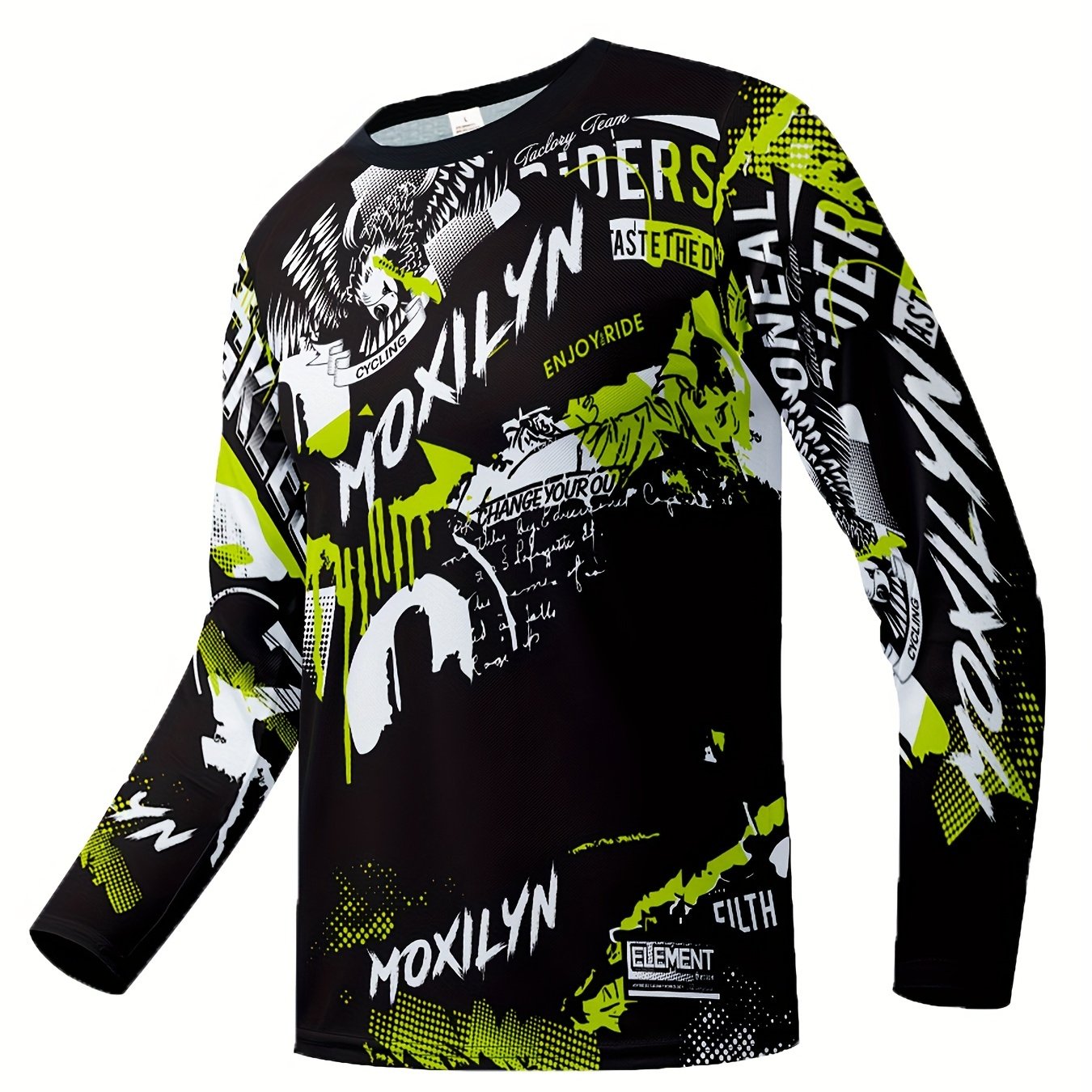 Men's Graffiti Pattern Long Sleeve Motorcycle Off road T shirt Quick Drying