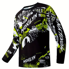 Men's Graffiti Pattern Long Sleeve Motorcycle Off road T shirt Quick Drying
