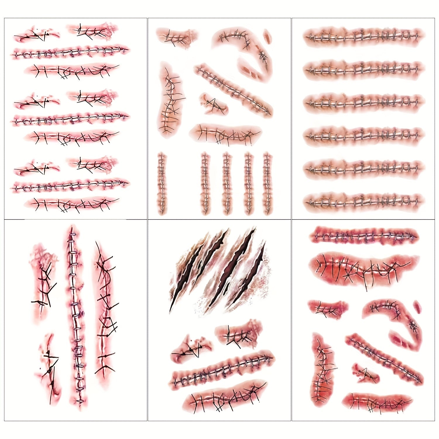 30 Sheets Realistic Wound Injury Tattoo Stickers for Halloween Costume