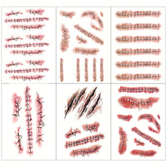 30 Sheets Realistic Wound Injury Tattoo Stickers for Halloween Costume