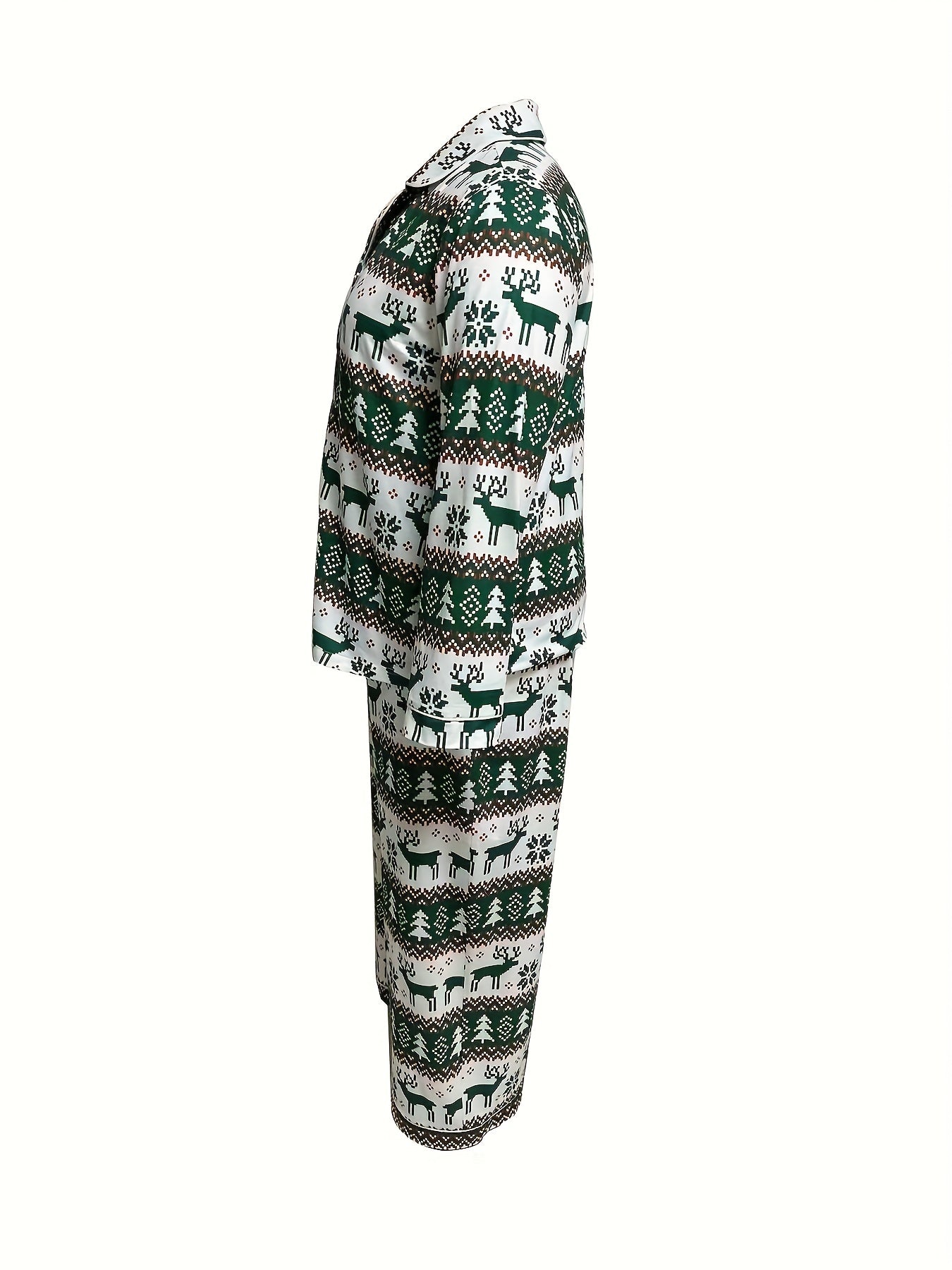 Plus Size Elk & Christmas Tree Print Loungewear Set