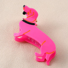 Acrylic Pink Dog Hair Claw Large Hair Clip