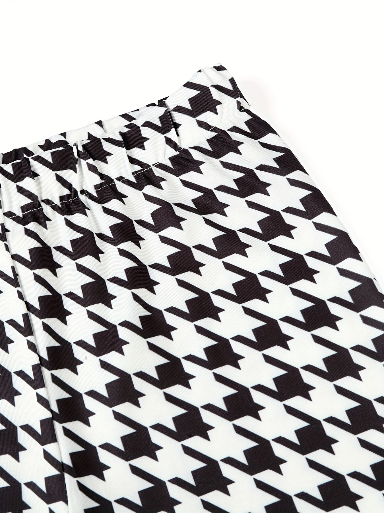 Girls Houndstooth Leggings Slim Fit Stretchy Casual Pants