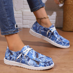Ripped Denim Slip On Sneakers Lightweight Comfortable Shoes