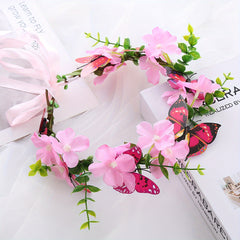 Butterfly Flower Wreath Headband for Girls