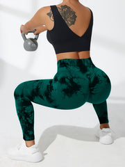 Tie Dye Tummy Control Yoga Legging High Waist Workout Tight Running Pants